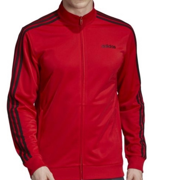 Adidas Men's Essentials 3-Stripes Tricot Track Jacket EB3991 (Red/Black) Size M - Picture 2 of 7